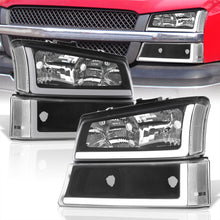 Load image into Gallery viewer, Chevrolet Silverado 2003-2006 LED DRL Bar Factory Style Headlights + Bumpers Black Housing Clear Len Clear Reflector