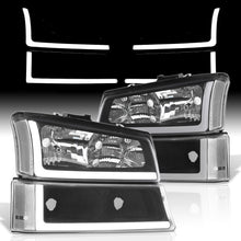 Load image into Gallery viewer, Chevrolet Silverado 2003-2006 LED DRL Bar Factory Style Headlights + Bumpers Black Housing Clear Len Clear Reflector