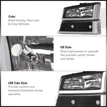 Load image into Gallery viewer, Chevrolet Silverado 2003-2006 LED DRL Bar Factory Style Headlights + Bumpers Black Housing Clear Len Clear Reflector