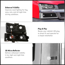 Load image into Gallery viewer, Chevrolet Silverado 2003-2006 LED DRL Bar Factory Style Headlights + Bumpers Black Housing Clear Len Clear Reflector