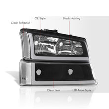 Load image into Gallery viewer, Chevrolet Silverado 2003-2006 LED DRL Bar Factory Style Headlights + Bumpers Black Housing Clear Len Clear Reflector