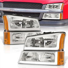 Load image into Gallery viewer, Chevrolet Silverado 2003-2006 LED DRL Bar Factory Style Headlights + Bumpers Chrome Housing Clear Len Amber Reflector