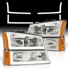 Load image into Gallery viewer, Chevrolet Silverado 2003-2006 LED DRL Bar Factory Style Headlights + Bumpers Chrome Housing Clear Len Amber Reflector