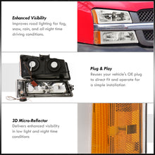 Load image into Gallery viewer, Chevrolet Silverado 2003-2006 LED DRL Bar Factory Style Headlights + Bumpers Chrome Housing Clear Len Amber Reflector