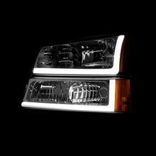 Load image into Gallery viewer, Chevrolet Silverado 2003-2006 LED DRL Bar Factory Style Headlights + Bumpers Chrome Housing Clear Len Amber Reflector