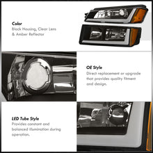 Load image into Gallery viewer, Chevrolet Avalanche (Plastic Body Cladding Models Only) 2002-2006 LED DRL Bar Factory Style Headlights + Bumpers Black Housing Clear Len Amber Reflector