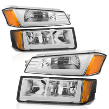 Load image into Gallery viewer, Chevrolet Avalanche (Plastic Body Cladding Models Only) 2002-2006 LED DRL Bar Factory Style Headlights + Bumpers Chrome Housing Clear Len Amber Reflector