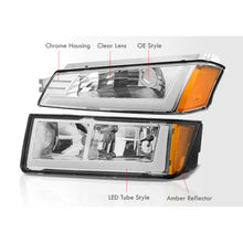 Load image into Gallery viewer, Chevrolet Avalanche (Plastic Body Cladding Models Only) 2002-2006 LED DRL Bar Factory Style Headlights + Bumpers Chrome Housing Clear Len Amber Reflector
