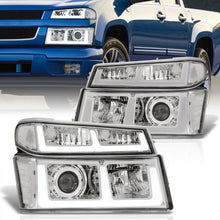Load image into Gallery viewer, Chevrolet Colorado 2004-2012 LED DRL Bar Projector Headlights + Bumpers Chrome Housing Clear Len Clear Reflector