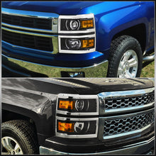 Load image into Gallery viewer, Chevrolet Silverado 1500 2014-2015 Factory Style Projector Headlights Black Housing Clear Len Amber Reflector