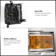Load image into Gallery viewer, Chevrolet Silverado 1500 2014-2015 Factory Style Projector Headlights Chrome Housing Clear Len Amber Reflector