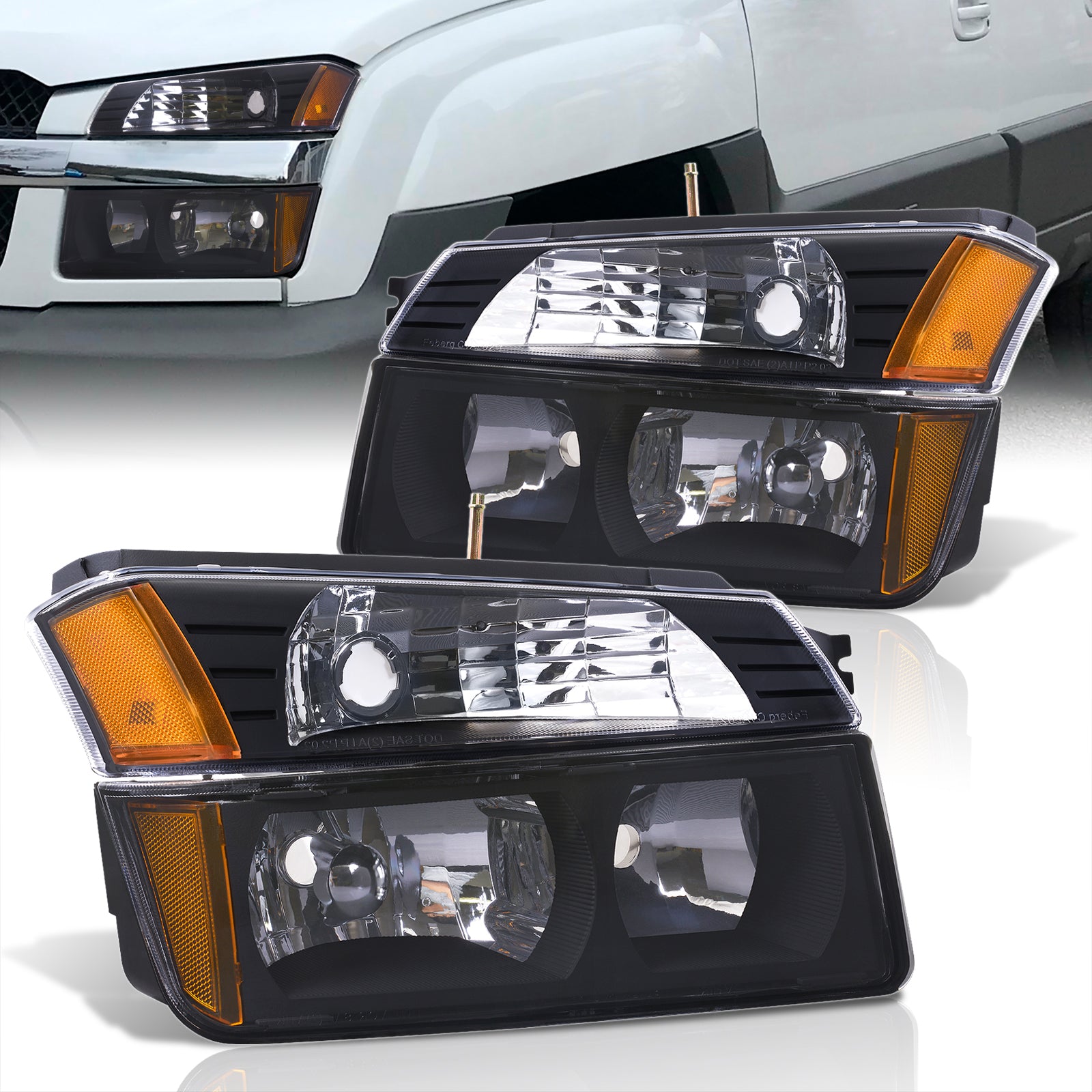 Headlights + Bumper Signal Lamp For 2002-2006 Chevy Avalanche Left Right 276554644643 Headlights + Bumper Signal Lamp For 2002-2006 Chevy Avalanche Left Right 276554644643