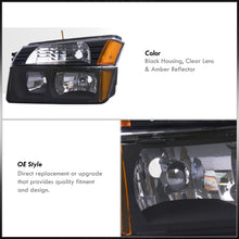 Load image into Gallery viewer, Chevrolet Avalanche (Plastic Body Cladding Models Only) 2002-2006 Factory Style Headlights + Bumpers Black Housing Clear Len Amber Reflector

