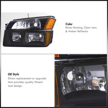 Load image into Gallery viewer, Chevrolet Avalanche (Plastic Body Cladding Models Only) 2002-2006 Factory Style Headlights + Bumpers Black Housing Clear Len Amber Reflector