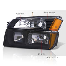 Load image into Gallery viewer, Chevrolet Avalanche (Plastic Body Cladding Models Only) 2002-2006 Factory Style Headlights + Bumpers Black Housing Clear Len Amber Reflector