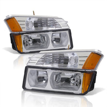 Load image into Gallery viewer, Chevrolet Avalanche (Plastic Body Cladding Models Only) 2002-2006 Factory Style Headlights + Bumpers Chrome Housing Clear Len Amber Reflector