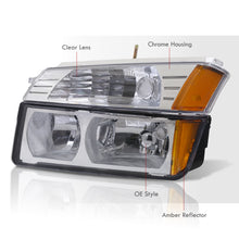 Load image into Gallery viewer, Chevrolet Avalanche (Plastic Body Cladding Models Only) 2002-2006 Factory Style Headlights + Bumpers Chrome Housing Clear Len Amber Reflector