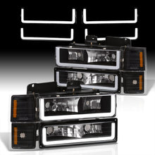 Load image into Gallery viewer, Chevrolet C/K 1500 2500 3500 1994-1998 LED DRL Bar Factory Style Headlights + Bumpers + Corners Black Housing Clear Len Amber Reflector