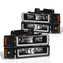 Load image into Gallery viewer, Chevrolet C/K 1500 2500 3500 1994-1998 LED DRL Bar Factory Style Headlights + Bumpers + Corners Black Housing Clear Len Amber Reflector
