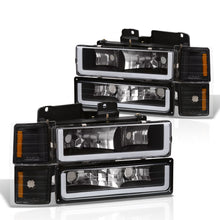 Load image into Gallery viewer, Chevrolet C/K 1500 2500 3500 1994-1998 LED DRL Bar Factory Style Headlights + Bumpers + Corners Black Housing Clear Len Amber Reflector
