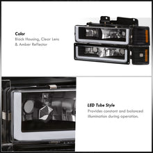 Load image into Gallery viewer, Chevrolet C/K 1500 2500 3500 1994-1998 LED DRL Bar Factory Style Headlights + Bumpers + Corners Black Housing Clear Len Amber Reflector