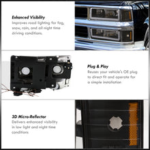 Load image into Gallery viewer, Chevrolet C/K 1500 2500 3500 1994-1998 LED DRL Bar Factory Style Headlights + Bumpers + Corners Black Housing Clear Len Amber Reflector
