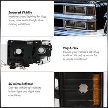 Load image into Gallery viewer, Chevrolet C/K 1500 2500 3500 1994-1998 LED DRL Bar Factory Style Headlights + Bumpers + Corners Black Housing Clear Len Amber Reflector