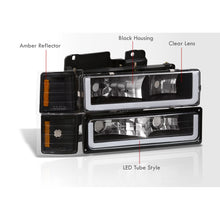 Load image into Gallery viewer, Chevrolet C/K 1500 2500 3500 1994-1998 LED DRL Bar Factory Style Headlights + Bumpers + Corners Black Housing Clear Len Amber Reflector