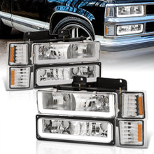 Load image into Gallery viewer, Chevrolet C/K 1500 2500 3500 1994-1998 LED DRL Bar Factory Style Headlights + Bumpers + Corners Chrome Housing Clear Len Amber Reflector
