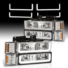 Load image into Gallery viewer, Chevrolet C/K 1500 2500 3500 1994-1998 LED DRL Bar Factory Style Headlights + Bumpers + Corners Chrome Housing Clear Len Amber Reflector