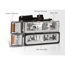 Load image into Gallery viewer, Chevrolet C/K 1500 2500 3500 1994-1998 LED DRL Bar Factory Style Headlights + Bumpers + Corners Chrome Housing Clear Len Amber Reflector