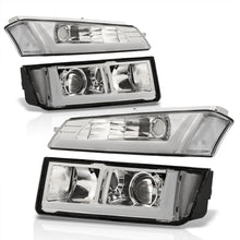 Load image into Gallery viewer, Chevrolet Avalanche (Plastic Body Cladding Models Only) 2002-2006 Sequential LED DRL Bar Projector Headlights + Bumpers Chrome Housing Clear Len Clear Reflector
