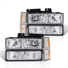 Load image into Gallery viewer, Chevrolet C/K 1500 2500 3500 1994-1998 Factory Style Headlights + Bumper + Corner Lights Chrome Housing Clear Len Amber Reflector
