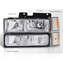 Load image into Gallery viewer, Chevrolet C/K 1500 2500 3500 1994-1998 Factory Style Headlights + Bumper + Corner Lights Chrome Housing Clear Len Amber Reflector