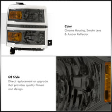 Load image into Gallery viewer, Chevrolet Silverado 1500 2014-2015 LED DRL Headlights Chrome Housing Smoke Len Amber Reflector (Will Not Fit 2500 & HD Models)