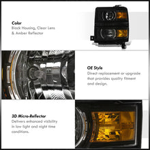 Load image into Gallery viewer, Chevrolet Silverado 1500 2014-2015 LED DRL Projector Headlights Black Housing Clear Len Amber Reflector (Will Not Fit 2500 & HD Models)