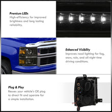 Load image into Gallery viewer, Chevrolet Silverado 1500 2014-2015 LED DRL Projector Headlights Black Housing Clear Len Amber Reflector (Will Not Fit 2500 & HD Models)
