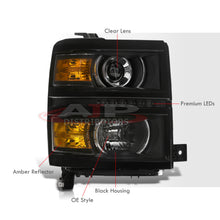 Load image into Gallery viewer, Chevrolet Silverado 1500 2014-2015 LED DRL Projector Headlights Black Housing Clear Len Amber Reflector (Will Not Fit 2500 & HD Models)