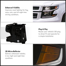 Load image into Gallery viewer, Chevrolet Suburban 2015-2020 / Suburban 3500HD 2016-2019 / Tahoe 2015-2020 Factory Style Projector Headlights Black Housing Clear Len Amber Reflector (Halogen Models Only)