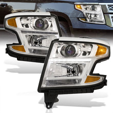 Load image into Gallery viewer, Chevrolet Suburban 2015-2020 / Suburban 3500HD 2016-2019 / Tahoe 2015-2020 Factory Style Projector Headlights Chrome Housing Clear Len Amber Reflector (Halogen Models Only)
