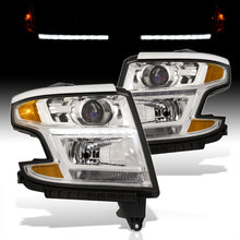 Load image into Gallery viewer, Chevrolet Suburban 2015-2020 / Suburban 3500HD 2016-2019 / Tahoe 2015-2020 Factory Style Projector Headlights Chrome Housing Clear Len Amber Reflector (Halogen Models Only)