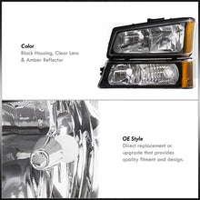 Load image into Gallery viewer, Chevrolet Silverado 2003-2006 Factory Style Headlights + Bumpers Black Housing Clear Len Amber Reflector