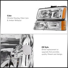 Load image into Gallery viewer, Chevrolet Silverado 2003-2006 Factory Style Headlights + Bumpers Chrome Housing Clear Len Amber Reflector