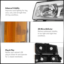 Load image into Gallery viewer, Chevrolet Silverado 2003-2006 Factory Style Headlights + Bumpers Chrome Housing Clear Len Amber Reflector