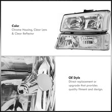 Load image into Gallery viewer, Chevrolet Silverado 2003-2006 Factory Style Headlights + Bumpers Chrome Housing Clear Len Clear Reflector