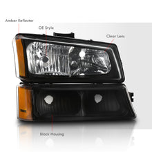 Load image into Gallery viewer, Chevrolet Silverado 2003-2006 Factory Style Headlights + Bumpers Black Housing Clear Len Amber Reflector (All Black Bumpers)