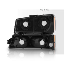 Load image into Gallery viewer, Chevrolet Silverado 2003-2006 Factory Style Headlights + Bumpers Black Housing Clear Len Amber Reflector (All Black Bumpers)