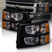 Load image into Gallery viewer, Chevrolet Silverado 2007-2013 Factory Style Headlights Black Housing Clear Len Amber Reflector