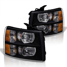 Load image into Gallery viewer, Chevrolet Silverado 2007-2013 Factory Style Headlights Black Housing Clear Len Amber Reflector