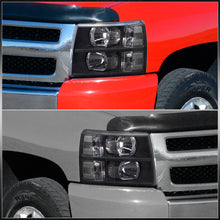 Load image into Gallery viewer, Chevrolet Silverado 2007-2013 Factory Style Headlights Black Housing Clear Len Clear Reflector